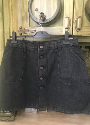 Стильная джинсовая юбка на пуговицах серого цвета shein9 фото