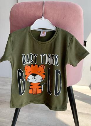 Футболка, майка кольору хакі на хлопчика 1, 2, 3, 4 роки