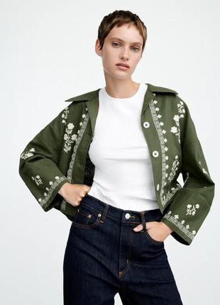 Льняная блуза с вышивкой zara2 фото