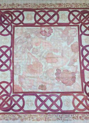 Большой шёлковый платок ручная роспись в технике акварель 109х116 см, платок шёлк, руль