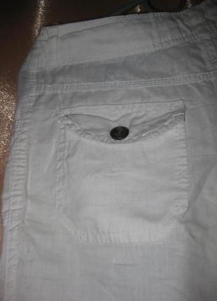 Брюки белые, лен100%, штаны кюлоты denim co, 6uk/34-32eurо, км09814 фото