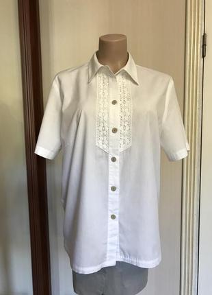 Рубашка с коротким рукавом, блуза,винтаж с манишкой, большой размер1 фото