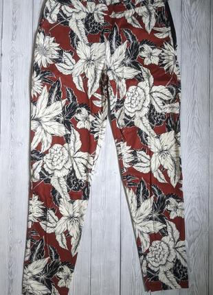 Коттоновые летние штаны в цветочный принт, классические брюки2 фото