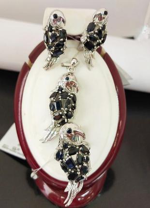 Сережки папуга з сапфіром арт970084575