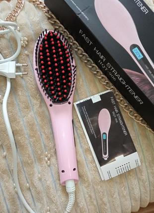 Чудовий гребінець-вирівнювач для волосся fast hair straightener hqt-906, кольору pink3 фото