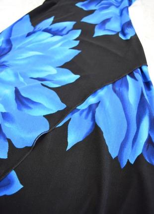 Платье цветочное на запах сарафан ассиметричный красивый принт синие цветы4 фото