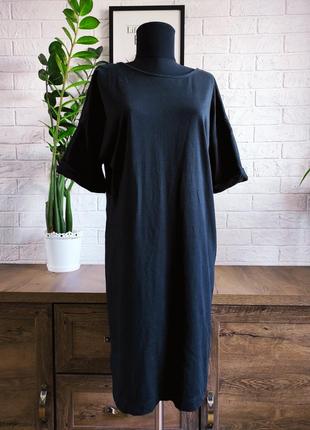 Платье-футболка сарафан zara черное,миди, трикотаж,р.m,,384 фото