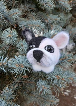 Собака игрушка валяная из шерсти войлочная интерьерная сухая валовка собачка подарок сувенир коллекционная