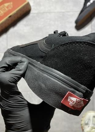 Мужские полностью черные кеды vans old skool burn 🆕замшевые вансы с огнём 🆕черная подошва7 фото