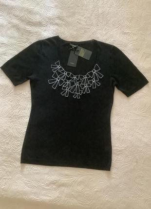 Черная футболка блуза с бантиками yuka франция р. 38
