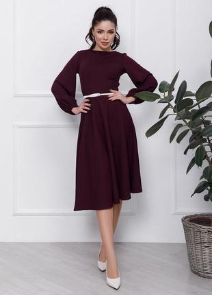 Фіолетове класичне плаття з широкими рукавами1 фото
