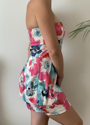 Платье летнее бандо цветочный принт с баской new look плаття літнє3 фото