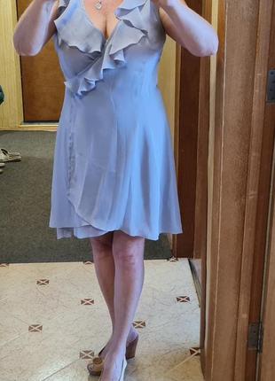 Летнее шифоновое платье, нежного серо-голубого  цвета1 фото
