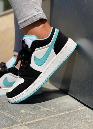 Nike air jordan 1 mint женские стильные кроссовки черно белые мятные жіночі яскраві кросівки найк2 фото