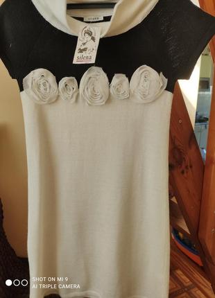 Сукня туніка чорно біла3 фото