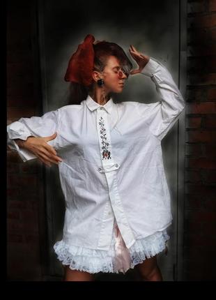 Сорочка вінтажна в етно стилі бохо коттон бавовна hammershmid з вишивкою баварська чоловіча оверсайз