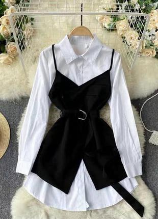 Платье белое костюм сарафан чёрный рубашка белая