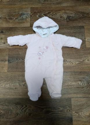 Вельветовый утепленный комбинезон человечек 3-6 м
