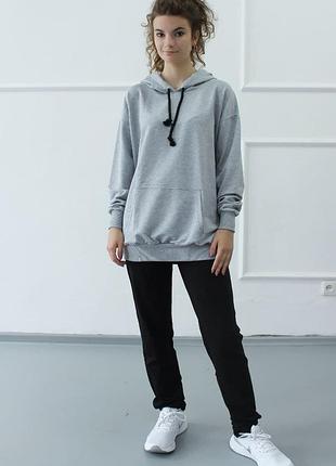 Дизайнерський спортивний костюм balletgrace сірий худі і чорні штани р. 42-50