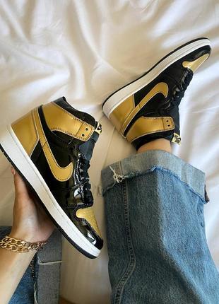 💛😍💛nike air jordan 1 retro hi og energy black metallic gold💛😍💛крутые женские кроссовки найк джордан, хайтопы джорданы5 фото