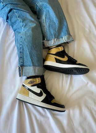 💛😍💛nike air jordan 1 retro hi og energy black metallic gold💛😍💛крутые женские кроссовки найк джордан, хайтопы джорданы8 фото