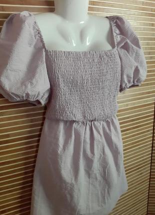 Лілове плаття рукава ліхтарик h&m
