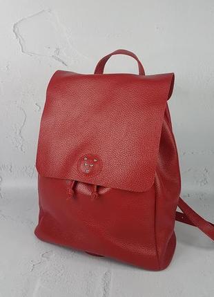 Рюкзак женский кожаный, красный флотар 1697