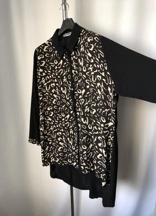 By yener yuksel сорочка віскоза чорна плямистий тваринний леопард принт сорочка блузка батал великий розмір довгий рукав