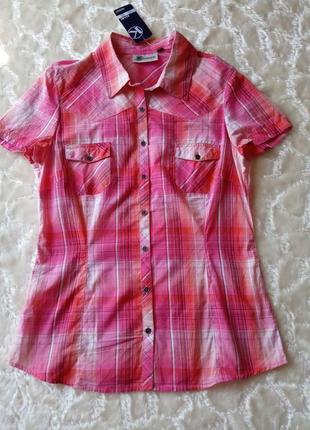 Хлопковая розовая рубашка от kiabi (франция), размер s-m