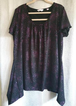 Нова жіноча чорна святкова новорічна блуза. блискуча вечірня блузка. батал 18 розмір