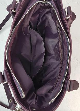 Сумка женская плетеные кожаные, баклажан супер матовый 17437 фото