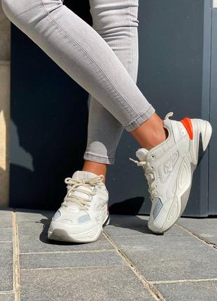 Nike m2k light beige white же6ские белые бежевые кроссовки найк жіночі білі бежеві кросівки тренд