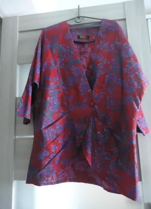 Шелковый винтажный пиджак жакет накидка, 100% шелк1 фото
