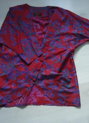 Шелковый винтажный пиджак жакет накидка, 100% шелк6 фото