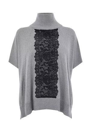 Красивий светр з 100% вовни мериноса з витонченою обробкою з мережива