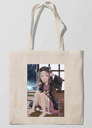 Эко-сумка, шоппер с принтом повседневная demon slayer-клинок, рассекающий демонов 4