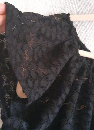 Женская черная летняя, вечерняя, ажурная блуза. кружевная блузка с рюшами. бомбер8 фото