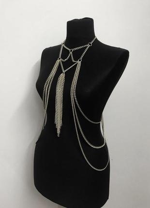 Портупея з ланцюгів, бодичейн belly chains , кольє з ланцюгів ручної роботи