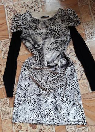 Леопардовое платье р-р m