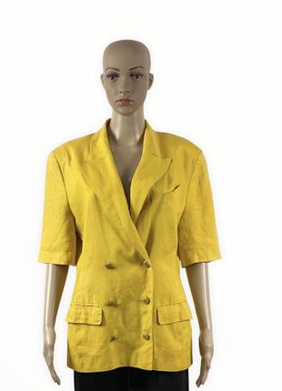 Гарний двобортний вінтажний жакет з льону від метра світової моди