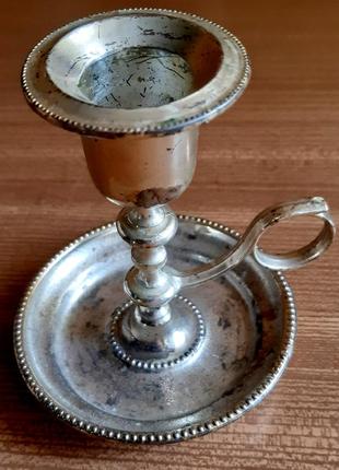 Серебряный подсвечник с ручкой. англия винтаж.