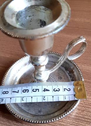 Серебряный подсвечник с ручкой. англия винтаж.