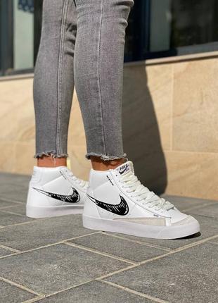 Женские кроссовки nike blazer mid '77 suede white/black