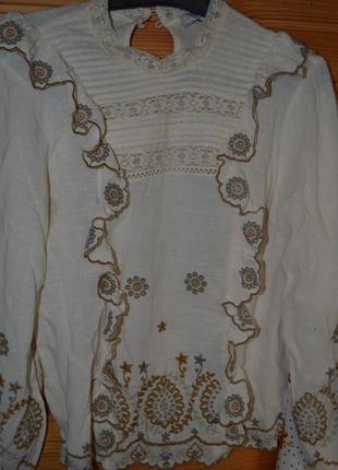 Блуза zara с рюшами и вышивкой9 фото