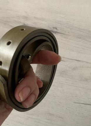 Оливковий ремінь з натуральної шкіри