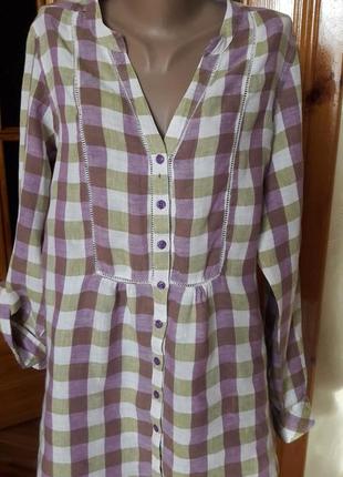"m&s". сорочка в клітку. (льон 100%)