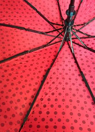 Зонт полуавтомат в горошек и с рюшей на 10 спиц.8 фото