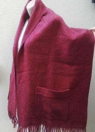 Великий,шерсть шарф накидка з кишенями,бахромою,пончо