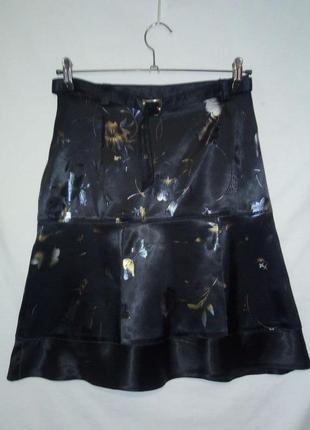 Ідеальна юбка спідниця атлас набивний квітами міді2 фото