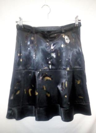 Ідеальна юбка спідниця атлас набивний квітами міді4 фото